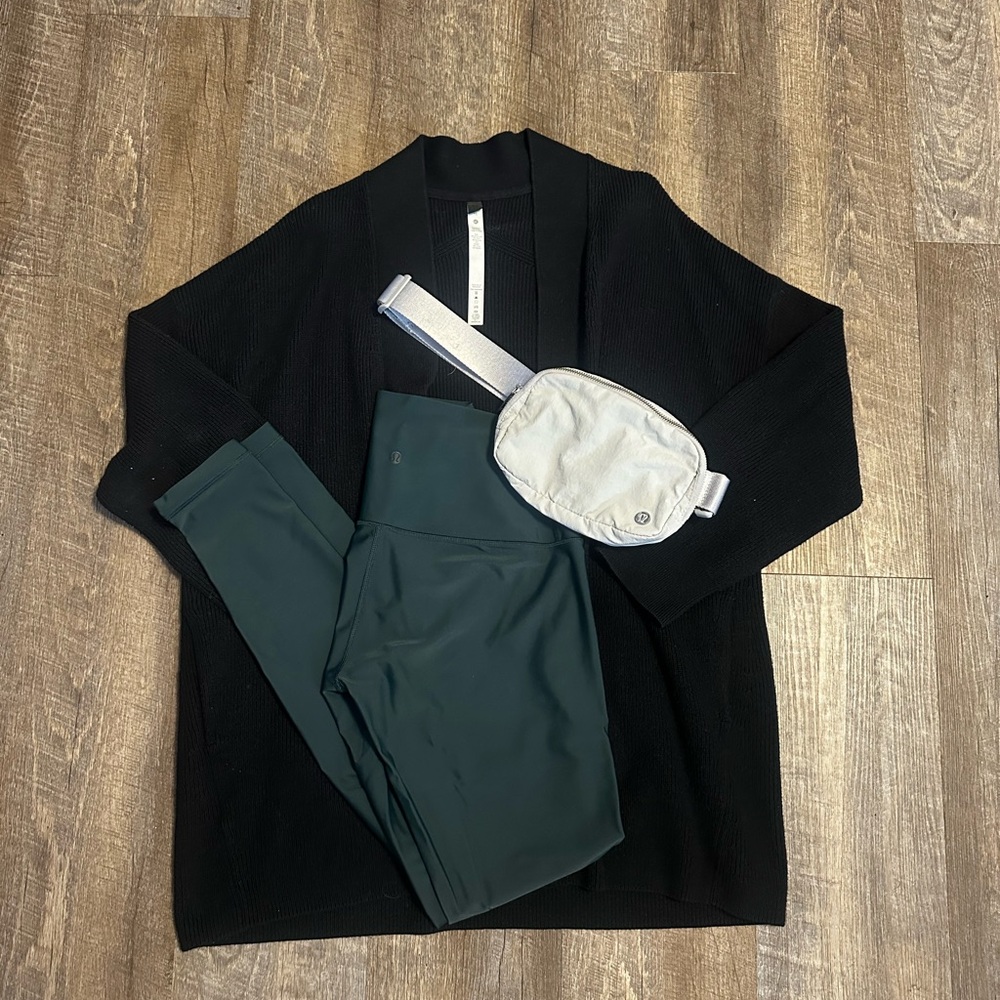 Lululemon Leggings, Cardigan and Fanny Pack